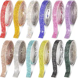 Rhinestone Diamond Ribbon Diamond Bling Ribbon DIY Decoração Adesivo Bling Auto-adesivo Cristal para Artesanato DIY Decoração LSHT012