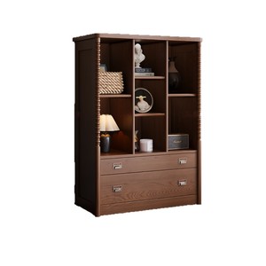 French Retro <b>Solid</b> <b>Wood</b> <b>Bookcase</b> Modular Combination Living Room Half Wall Storage Display Cabinet With Drawers - Product Image 5