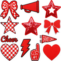 Patchs thermocollants à sequins brodés, motifs étoile, cœur, mégaphone, colorés, pour femmes, hommes, chapeaux et sacs, pour les jours de match