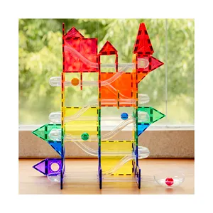 MNTL 100pcs Pipeline Toy Marble Run Race Magnetic Tile Kids Diy Construction Marble Run Educational Montessori Toys For Toddler