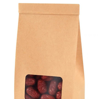 Pochette debout avec Logo personnalisé pour Snack, nourriture, épices, noix, emballage avec fenêtre, sac à fermeture éclair, pochette debout en Kraft