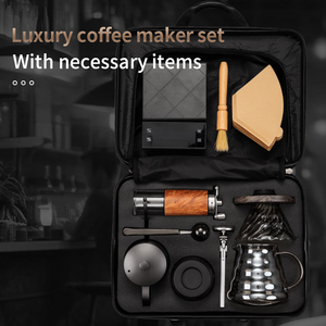 Juego de cafetera portátil todo en uno para camping, tetera, molinillo manual, componentes de vidrio de borosilicato de alta resistencia, construcción metálica - Product Image 6