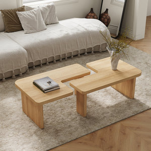 <span class=keywords><strong>Table</strong></span> <span class=keywords><strong>basse</strong></span> Kainice moderne en <span class=keywords><strong>bois</strong></span> <span class=keywords><strong>massif</strong></span>, 2 pièces, ronde, carrée, forme spéciale, adaptée au salon - Product Image 1