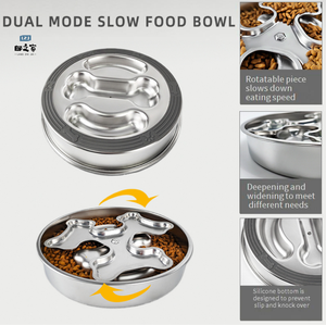 Mangkuk pemberi makan lambat hewan peliharaan mudah dibersihkan dengan Aksesori putar mencegah tersedak dan meningkatkan kesehatan pencernaan hewan peliharaan - Product Image 6
