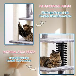 "Grey" طويل القامة كلاسيكي حديث لخدش القطط داخل المنزل مع فرشاة تنظيف جثم مصنوعة من الخشب والسيزال كرتون معبأ - Product Image 4