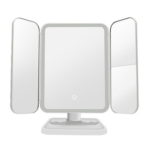 Espejo Cosmético LED de Moda, Espejo de Maquillaje Plegable de 3 Pliegues, Espejo de Aumento 2X/3X con Luces LED, Batería Recargable - Product Image 1