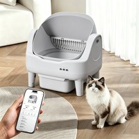 Vente en gros de litière automatique pour chat, grande capacité 65L, en plastique PP écologique, avec contrôle par application, sécurité, nettoyage automatique intelligent