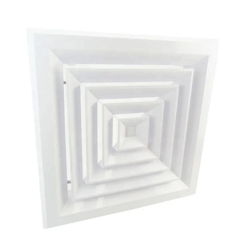 Vierkant-Deckendiffusor 4-Wege-Aluminium-Quadrat-Deckendiffusor mit Dämpfer Lüftungsgitter