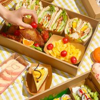 Boîte à dessert en papier kraft recyclable écologique emballage de restauration boîte d'emballage de pâturage pour brunch alimentaire kraft à emporter