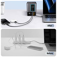 Birden fazla cihaz için 100W GaN şarj istasyonu geri çekilebilir tip-c kablo USB C güç şeridi PD 3.0 kablosuz şarj gücü Combo