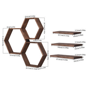 رفوف خشبية سداسية عصرية قوية مثبتة على الحائط للبيع الساخن لغرفة المعيشة والمطبخ - Product Image 3