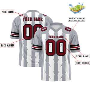 Maillot de football américain personnalisé blanc et gris avec motif graffiti rayé Razr - Product Image 2