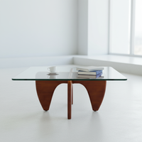 Table basse de luxe durable et moderne, style minimaliste, plateau en verre, structure en acier inoxydable, panneau en bois pour salon, garantie 1 an