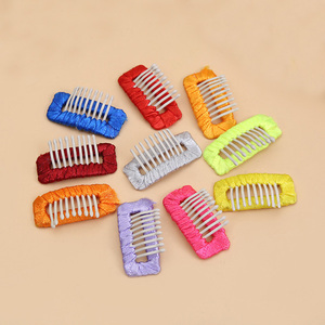 Jepit rambut ekstensi baja tahan karat 9 gigi 3.2cm jepit rambut jepret logam buatan tangan dibungkus pita Solid untuk anak perempuan DIY perhiasan rambut hewan peliharaan - Product Image 2