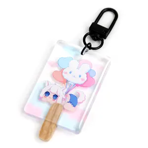 Vograce Supplier No Minimum Wholesale Double Sided Printing Custom Acrylic Epoxy Popsicle Keychains