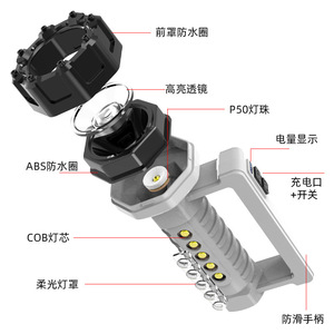 Ch-23068 โคมไฟมือถือ 197 มม. ไฟฉาย LED พร้อมการชาร์จไมโครยูเอสบีสำหรับตั้งแคมป์ตกปลาไฟส่องสว่างสำหรับการลาดตระเวน - Product Image 5