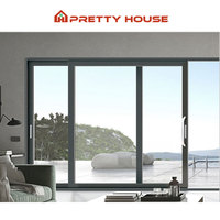 Porte coulissante en aluminium sans rail Prettyhouse, moderne et personnalisée, à rupture de pont thermique, double vitrage trempé, extérieur en fibre de verre