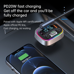 BT 5.1 xe MP3 Player với 5V 2 USB LED không dây FM Transmitter pd20w sạc đen Music Player cho xe - Product Image 3