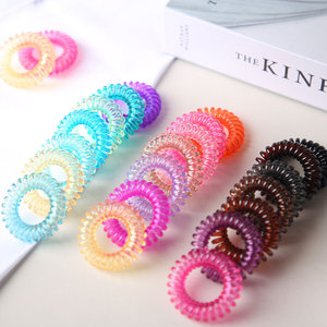 ยางรัดผมแบบสายโทรศัพท์สีใส ยืดหยุ่นสูง สีไล่ระดับ 20 ซม. อุปกรณ์เสริมผมสำหรับใช้ในชีวิตประจำวัน - Product Image 1