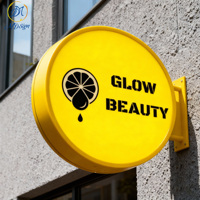 Enseigne publicitaire ronde, boîte lumineuse LED, cadre en acier inoxydable, panneau lumineux LED en métal, extérieur, pour magasin, enseigne murale, décoration