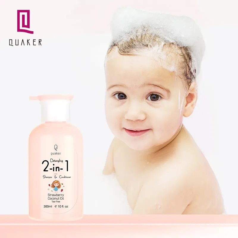 Shampoo Qquaker 2 em 1 para cabelos lisos, bom para cabelos cacheados e cacheados de crianças de 3 anos ou mais, com condicionador, sem rasgos