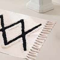 Tapis Bohème en Coton et Lin, Vintage, Tufté, avec Pompons, pour Salon