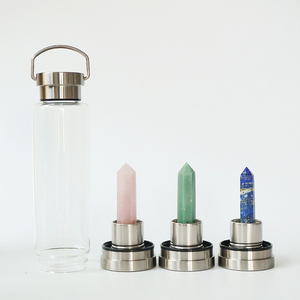 ขวดน้ำแก้วคริสตัลหินบำบัดธรรมชาติขัดเงาขายส่ง สำหรับใส่เครื่องดื่มผสมน้ำอมฤตธีมความรัก - Product Image 4