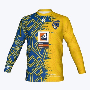 Conjunto de Uniforme Personalizado Económico de Manga Larga para Portero de Fútbol, <span class=keywords><strong>Camiseta</strong></span> Amarilla <span class=keywords><strong>y</strong></span> Naranja para Portero de Floorball - Product Image 2