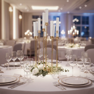 Candelabros de Metal Dorado Elegantes de 10 Brazos para Centros de Mesa de Boda, Decoración de Mesa, Venta al Por Mayor de Fábrica - Product Image 6