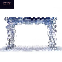 Table console en acrylique empilable à dégradé de couleurs, structure en blocs transparents, meuble d'entrée, buffet pour villa haut de gamme, hall d'hôtel