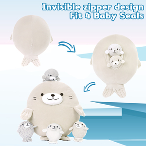 Juego <span class=keywords><strong>de</strong></span> Almohadas <span class=keywords><strong>de</strong></span> Peluche <span class=keywords><strong>de</strong></span> Foca Madre y Bebé Grises, Súper Suaves y Adorables, Cojín <span class=keywords><strong>de</strong></span> Animal <span class=keywords><strong>de</strong></span> Peluche, Regalo Confortable para Niñas, Decoración para el Hogar y Dormitorio - Product Image 2