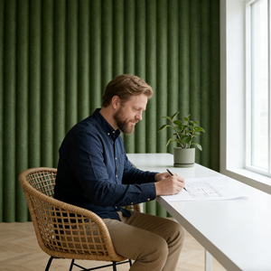 UOSNG Nouveau Design Panneau Mural Acoustique 3D Ondulé E0 ROHS Polyester Multicolore Solution Écho Facile à Installer Ignifuge Écologique - Product Image 3