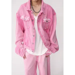 Clothes 2023 korean mens clothing jean jacket and pants long sleeve loose men's sets jean outfits men's sets