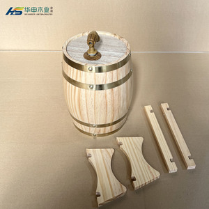 Dispensador de barril de vino de roble macizo pequeño para bebidas y agua Estante de whisky de madera barato con diseño decorativo pintado - Product Image 3