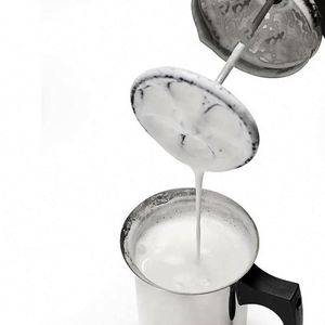 Mousseur à lait manuel 400/800 ml en acier inoxydable 18/8 avec filtre à double maille, pot à mousse, pichet à crème pour café - Product Image 3