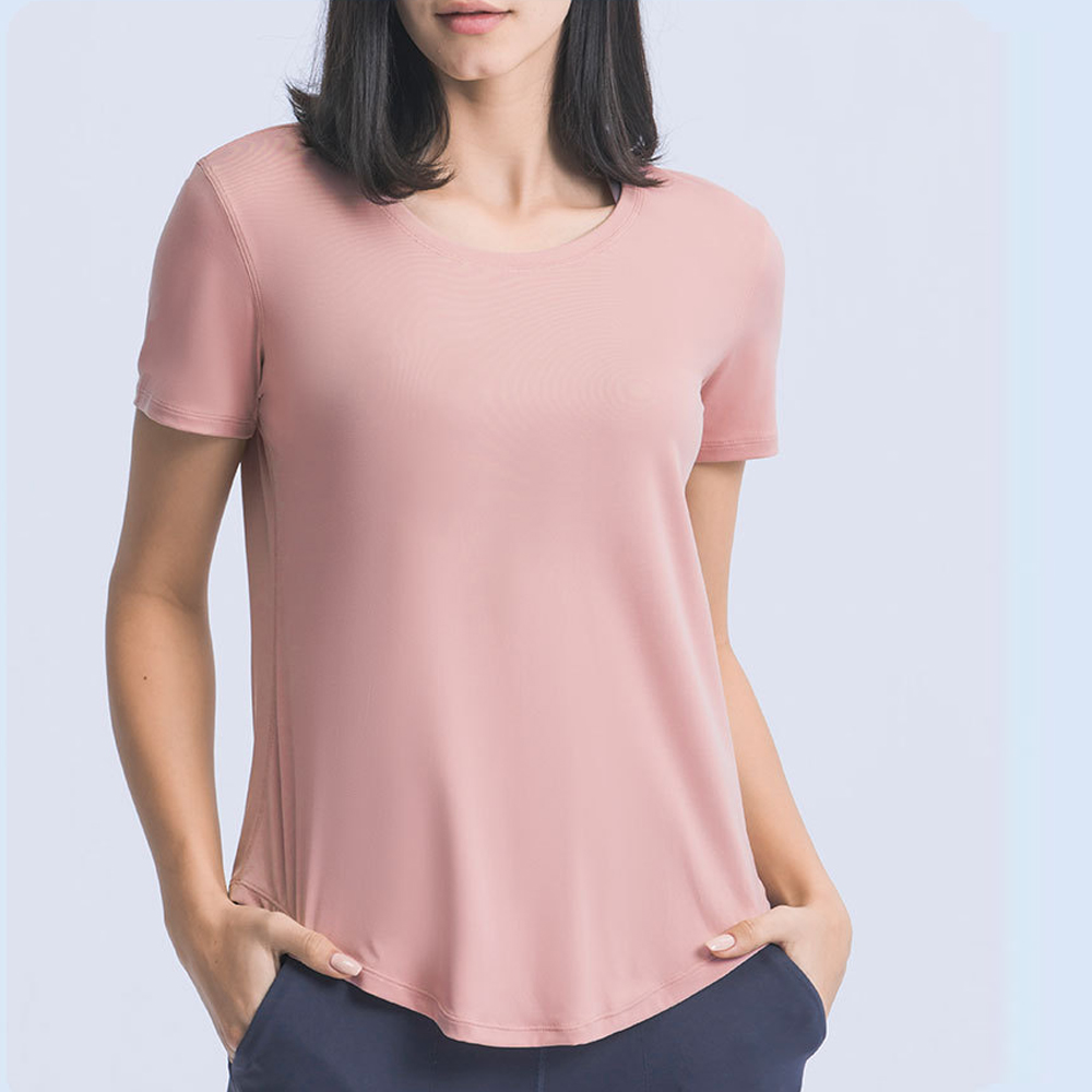 Quick Dry Short Sleeve Round Neck Yoga Sportswear Workout Gym Wear T-shirts Tops for Girls Women