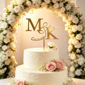 Décoration de gâteau personnalisée avec monogramme, initiales en acrylique, souvenir de réception de mariage, décorations de desserts - Product Image 1