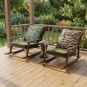 Modern Wooden Rocking Chair With Cushion Solid Back Manual Recliner Living Room Furniture Scandinavian Style - Product Image 4