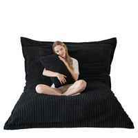 Ensemble de fauteuils poufs géants en tissu velours côtelé, amovibles et pliables, avec rembourrage en mousse moelleuse, sans structure, pour salon, canapé paresseux