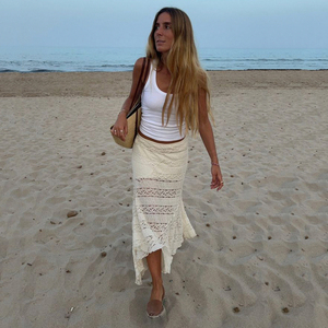 Vestido Maxi Asimétrico con Volantes y Parches de Encaje, Cintura Alta, Estilo A-Line, Ecológico, Ajustado, para Vacaciones, Playa, Fiesta, Estilo Y2K Chic de Verano - Product Image 2