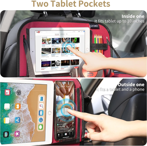 QEEPEI Deluxe Polyester <strong>Trunk</strong> &amp; Backseat Organizer <strong>Red</strong> Multi-Pocket <strong>Storage</strong> Bag with Kick Mats Auto Car Travel Accessories - Product Image 4