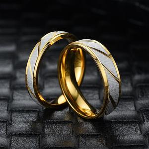 4Mm 6Mm Titanium Staal Bruiloft Verlovingsring Prinses Gesneden Roestvrij Staal Goud Golfpatroon Paar Ring Beloven Sieraden Cadeau - Product Image 6