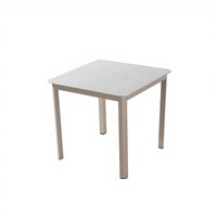 Table de repas d'extérieur carrée 80*80 Foshan VANGARDEN, plateau en panneau de particules moderne, cadre en aluminium, résistante aux intempéries, garantie 2 ans
