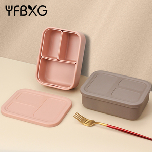 Sản phẩm hot Silicone Bento Hộp Ăn Trưa hình chữ nhật <span class=keywords><strong>container</strong></span> với có thể tháo rời ngăn cho trẻ em người lớn BPA free - Product Image 5