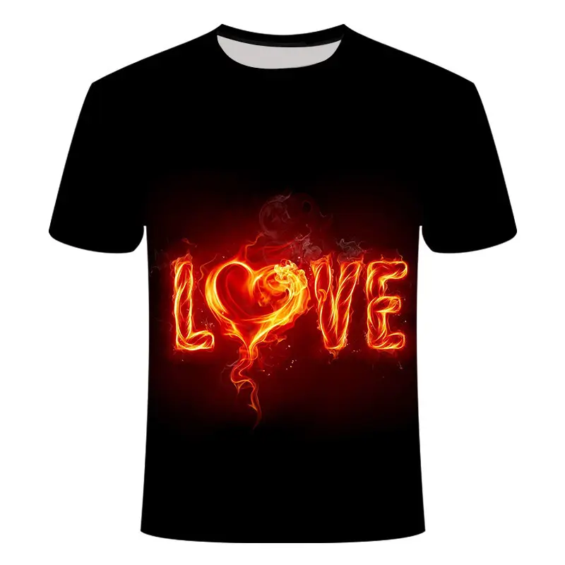 Dropshipping t-shirt con stampa completa 3d da uomo Plus Size t-shirt in poliestere Spandex t-shirt compresse tinte con Design Fire