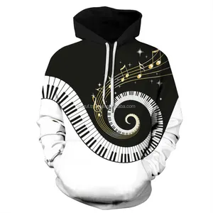 MSWMH16 Maruf Unisex Sublimation Piano Music Swirls Gedruckter Custom OEM Hoodie