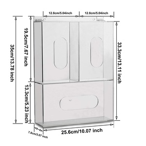 Wall Mount Clear Acrylic Disposable Glove Holder Face Mask Dispenser Triple Custom Thickness Customized Logo Silk-Screen Printed - Product Image 4