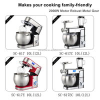 Grand batteur sur socle électrique en acier inoxydable de 10 litres, mélangeur planétaire robuste avec bol mélangeur pour la cuisine et la boulangerie