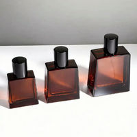 Flacon de parfum en verre ambré de luxe vide, forme carrée, 30 ml, avec pulvérisateur à pompe, pour crème visage et diffuseur à bâtonnets – Vente en gros
