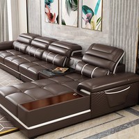 Canapés et Causeuses de Luxe Italiens pour la Maison, Lit-Canapé Moderne Relax Inclinable d'Angle en Cuir Véritable avec Rangement